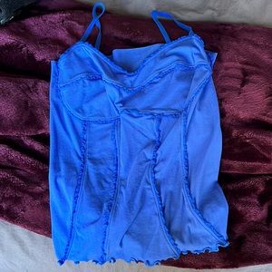 Ruffle blue spaghetti strap WOMENS top size xs